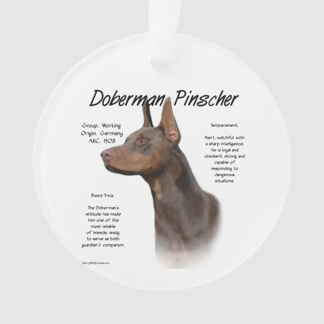 Red Doberman History  Ornament (Front)