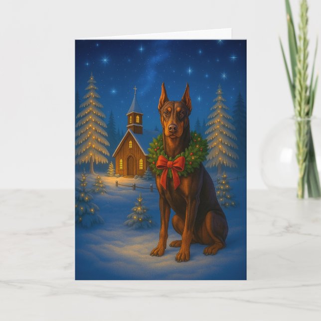 Red Doberman Holiday Card (Front)