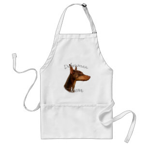 Red Doberman Pinscher Mom 2 Standard Apron