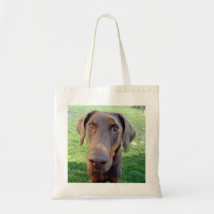 Red doberman tote bag