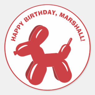 Red Dog Balloon Animal Sculpture Personalized Classic Round Sticker