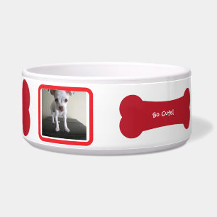 Red Dog Bone Photo Personalized Pet Bowl