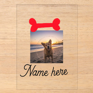 Red dog bone photo pet dog cat name simple gifts  acrylic invitations