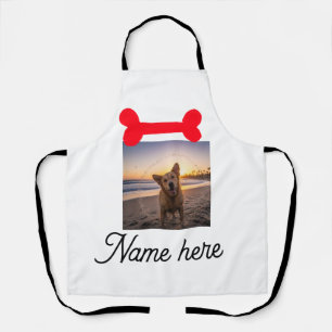 Red dog bone photo pet dog cat name simple gifts  apron