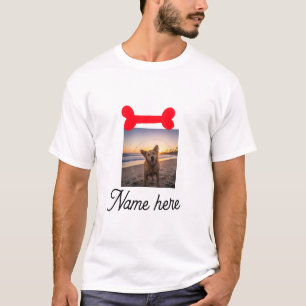 Red dog bone photo pet dog cat name simple gifts  T-Shirt