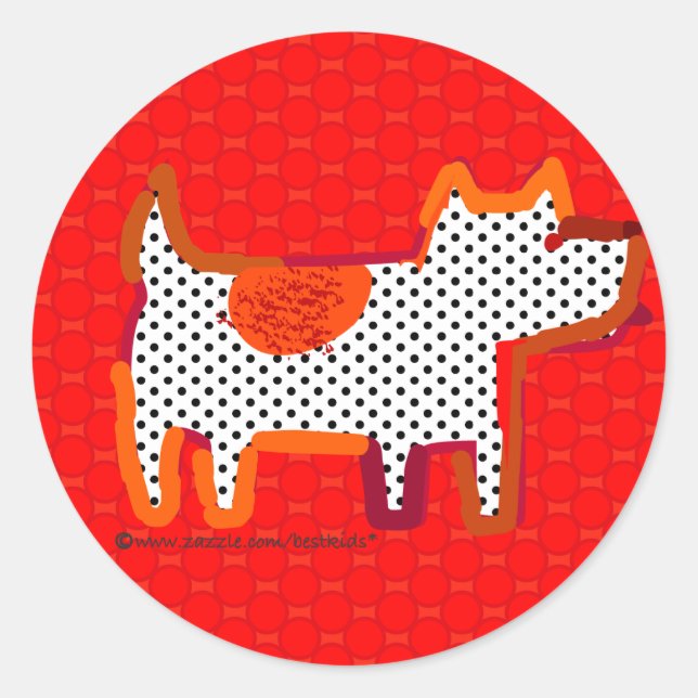 'red dog' digital painting sticker seal (Front)