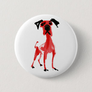 Red Dog   Expressive Red & Black Art Button