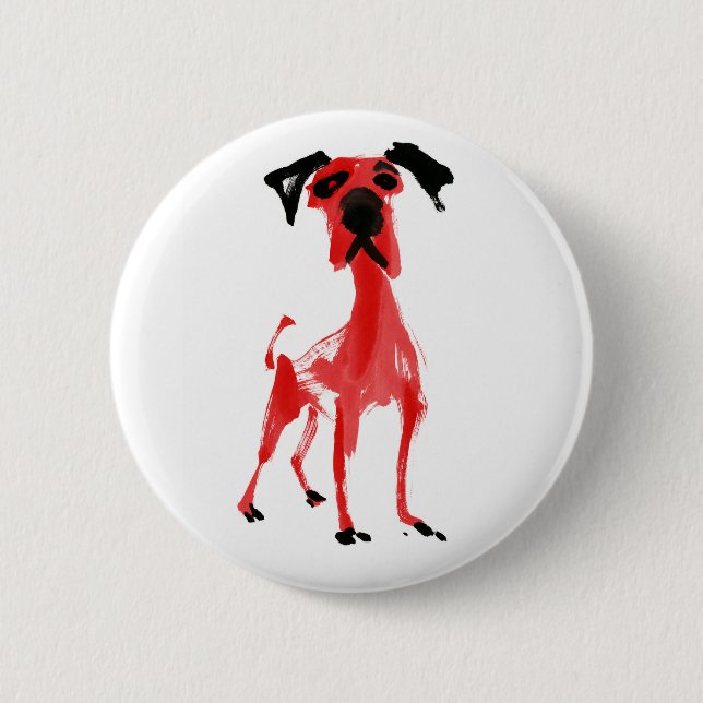 Red Dog | Expressive Red & Black Art Button (Front)