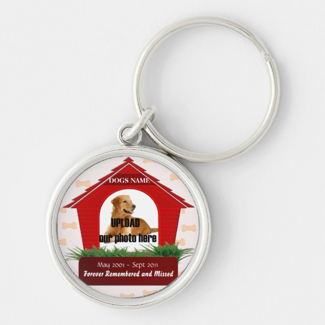 Red Dog House Pet Memorial Keychain (Front)