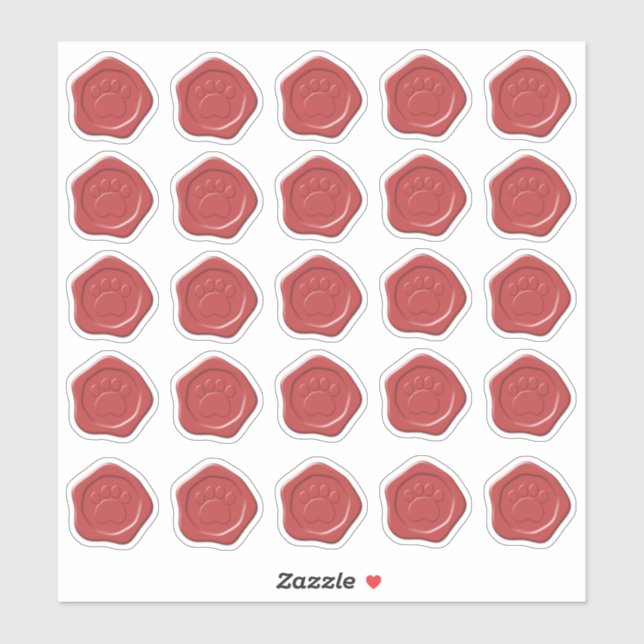 Red dog paw wax seal sticker (Sheet)