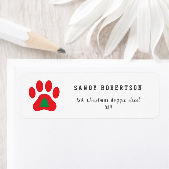 Red Dog Paw with Christmas tree (Insitu)