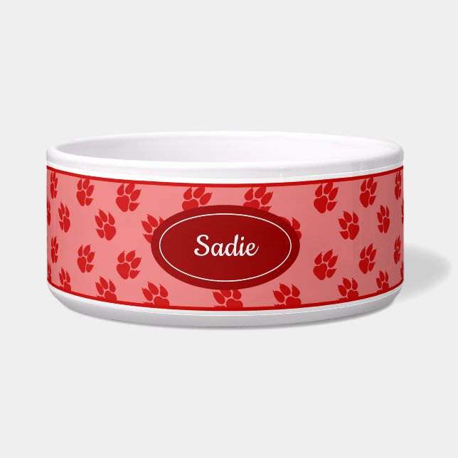 Red Dog Paws Pattern With Custom Name (Front)