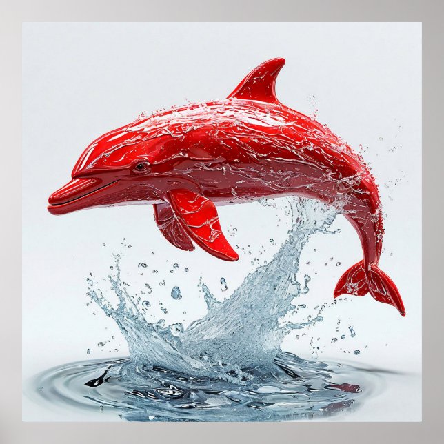 🐬 Red Dolphin Ocean Bold Coastal Decor (Front)