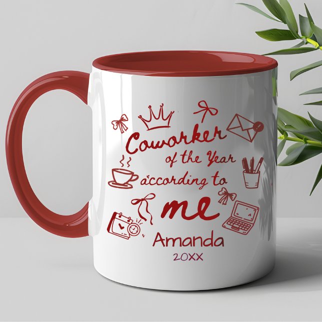 Red doodle hand drawn funny coworker quote mug (Creator Uploaded)