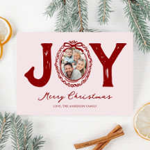 Red Doodle Joy Photo Christmas