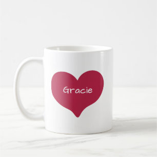 Red Doodled Love Heart with Custom Name or Text Coffee Mug
