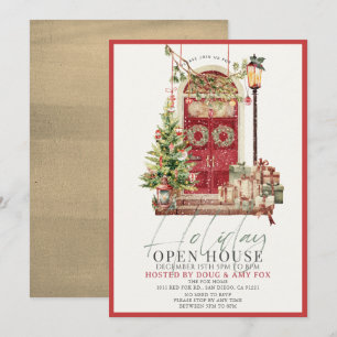 Red Door Christmas Holiday Open House Card