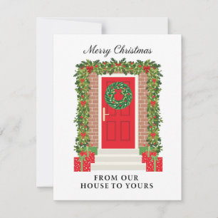Red Door Garland Wreath House to Yours Holiday Card