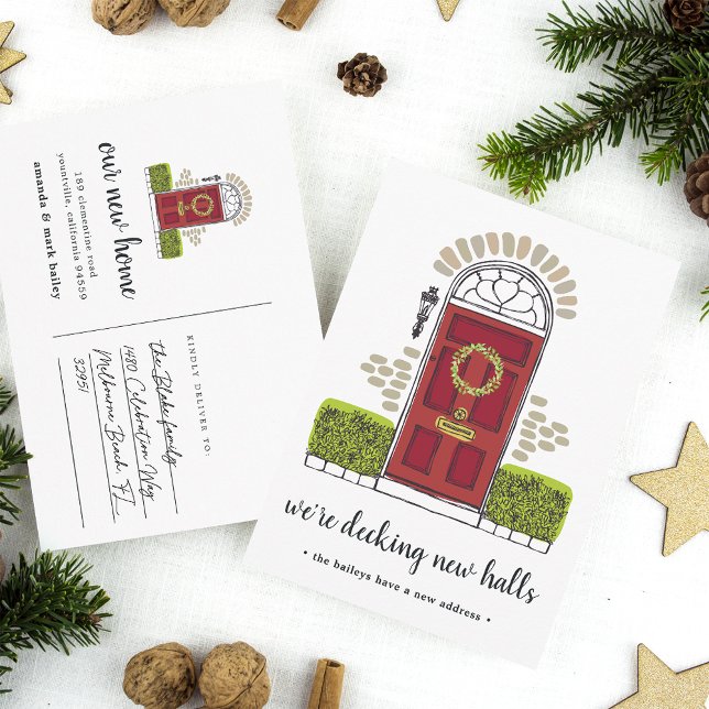 Red Door Holiday Moving Announcement Postcard (Creator Uploaded)