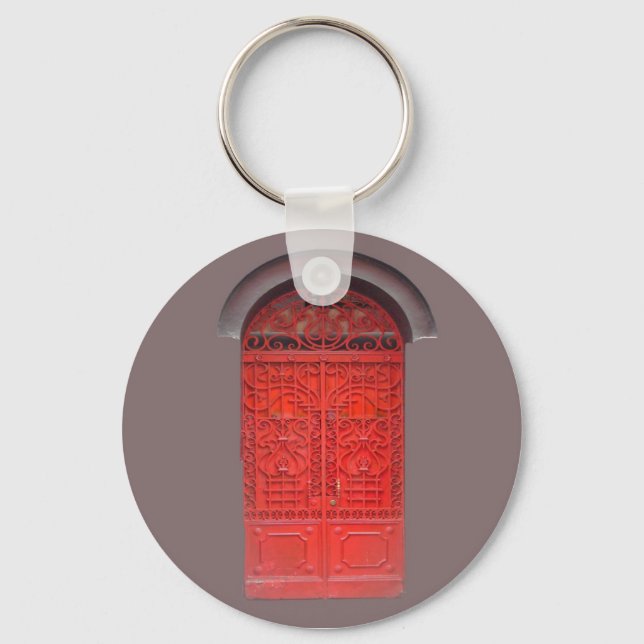 Red Door in Alley Keychain (Front)