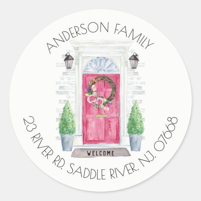 Red Door | New Home Address Label Sticker (Front)