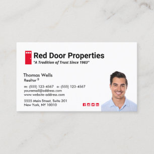Red Door Real Estate Agent  Add Photo Business Car Card