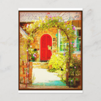 Red Door with Floral Gate Postcard