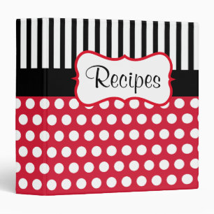 Red Dot Stripes Recipe Binder