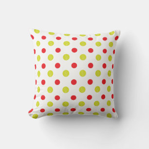 Red dots and green leaves pattern throw pillow