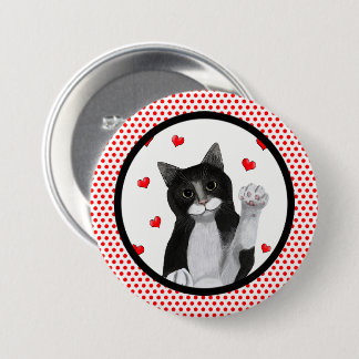 Red Dots Black Border 3 Inch Round Button