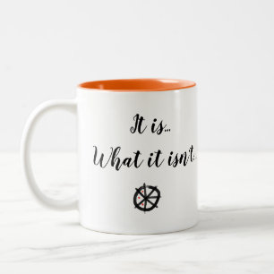 Red dots LOGO, “It is...” WHITE w/ORANGE inside Two-Tone Coffee Mug