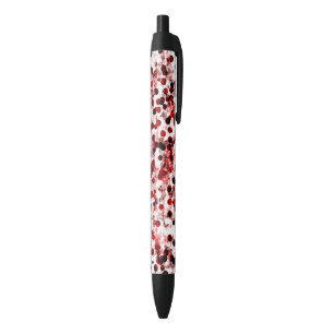 Red Dots Pattern Black Ink Pen