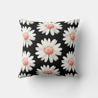 Red Dotted Daisy's Throw Pillow