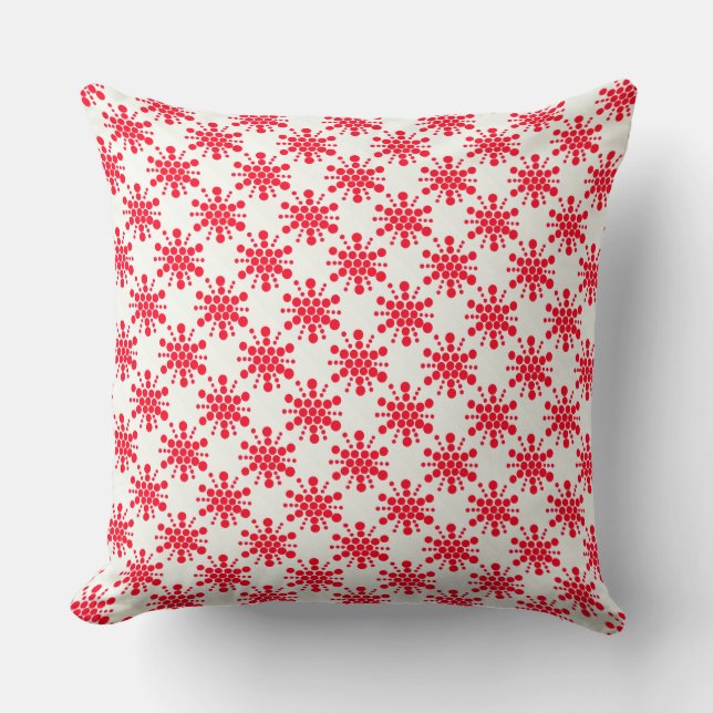 Red dotted stamped star design throw pillow (Front)