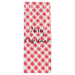 Red dotted stars on white wine gift bag