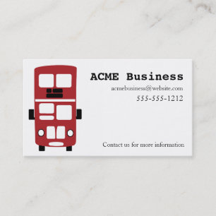 Red double decker bus custom business card