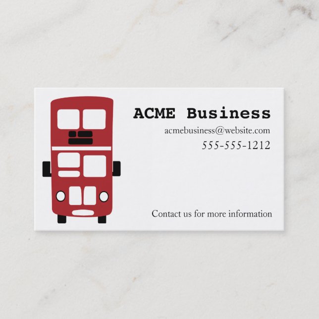 Red double decker bus custom business card (Front)