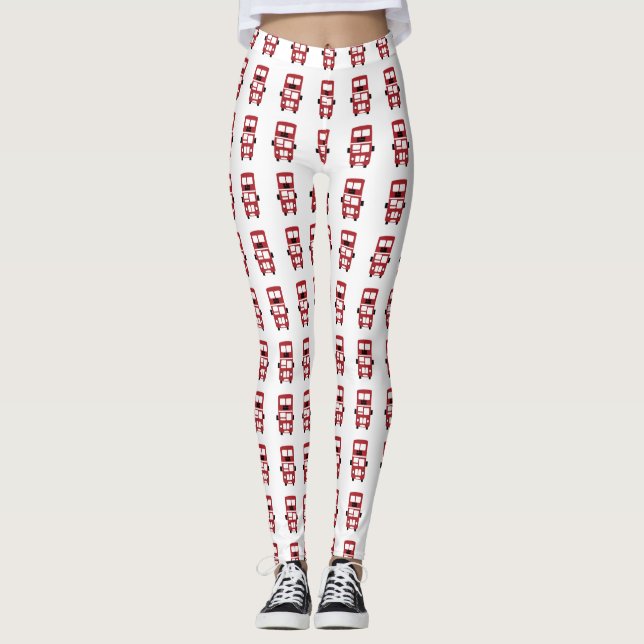 Red double decker bus design leggings (Front)