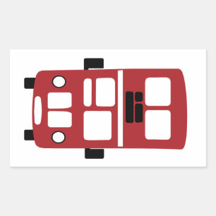 Red double decker bus rectangle sticker