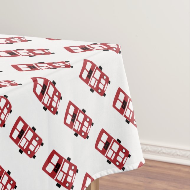 Red double decker bus tablecloth (In Situ)