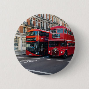 Red Double Decker Buses 2 Inch Round Button
