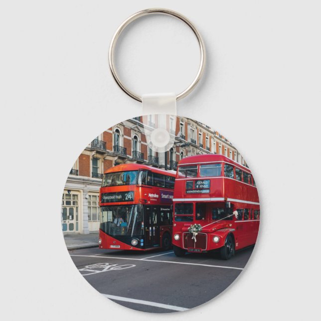 Red Double Decker Buses Keychain (Front)