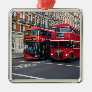 Red Double Decker Buses Metal Ornament