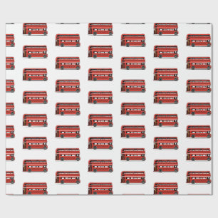 Red Double Decker City Bus Boys Wrapping Paper