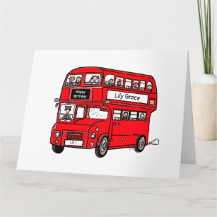 Red Double Decker London Bus Birthday Card