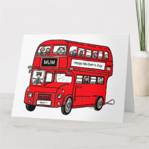 Red Double Decker London Bus Mother's Day Card