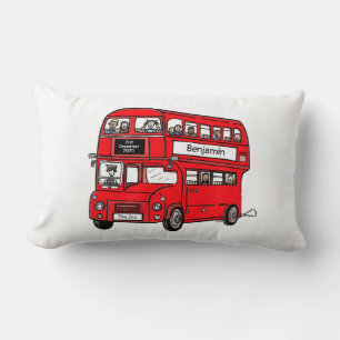 Red Double Decker London Bus Newborn Gift Lumbar Pillow