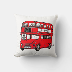 Red Double Decker London Bus Newborn Gift Throw Pillow