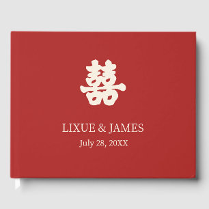 RED Double Happiness Chinese calligraphy asian  Guest Book