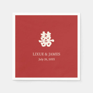 Red Double Happiness Chinese calligraphy asian   N Napkin